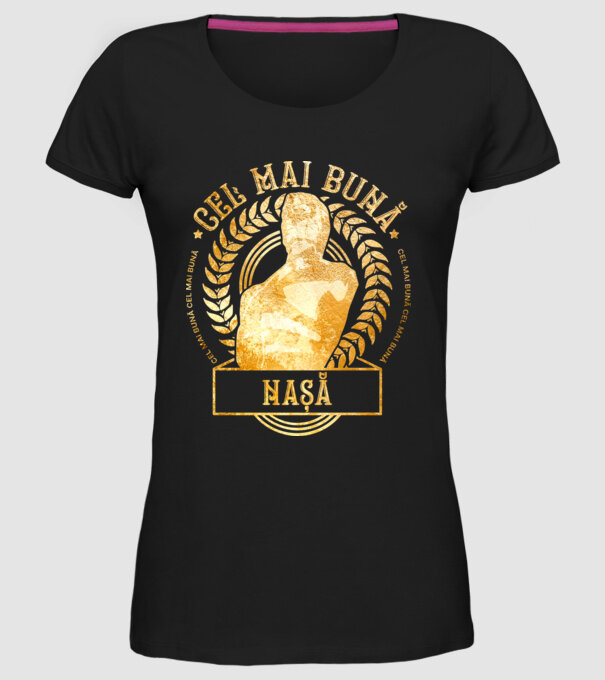 Cea mai bună nașă model negru pe tricou