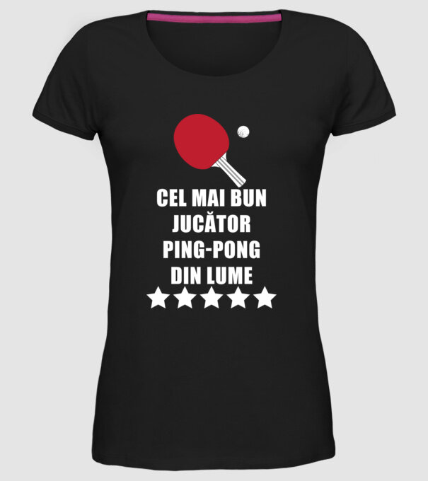 cel mai bun jucător ping-pong din lume model negru pe tricou