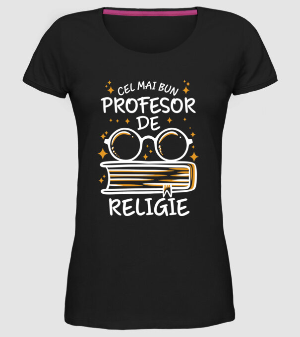 Cel mai bun profesor de religie model negru pe tricou