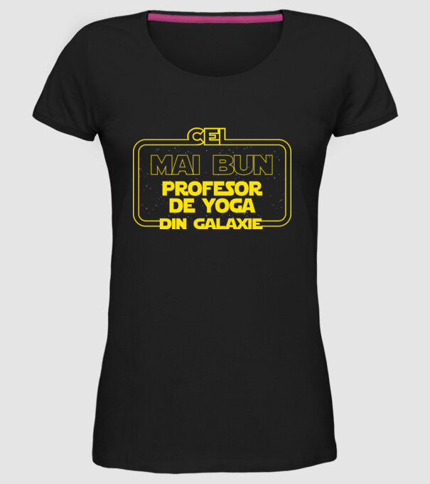 cel mai bun profesor de yoga din galaxie model negru pe tricou