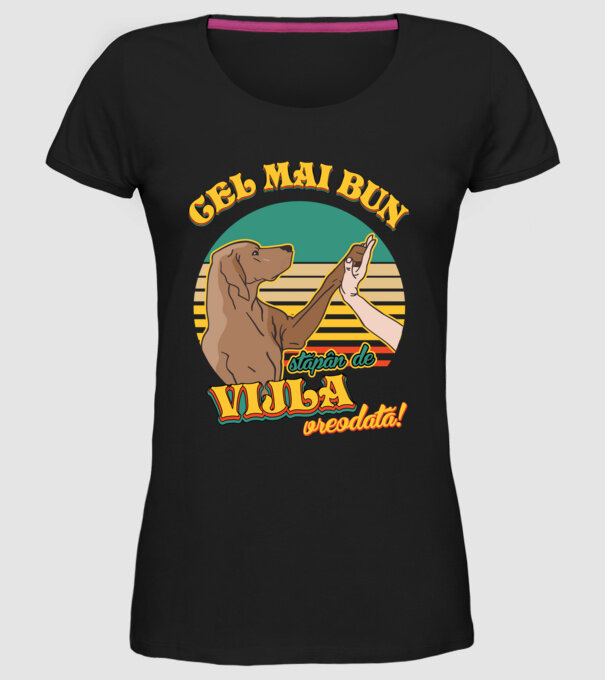 Cel mai bun stăpân de vijla vreodată! model negru pe tricou