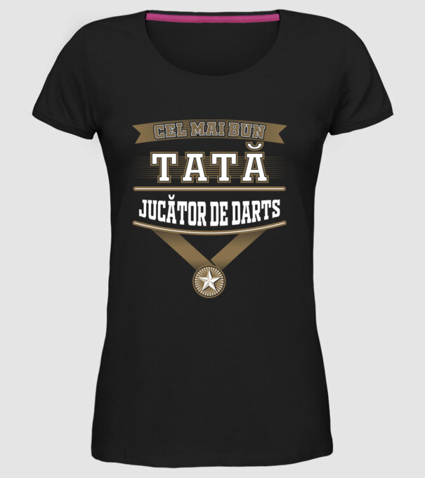 Cel mai bun tată jucător de darts model negru pe tricou