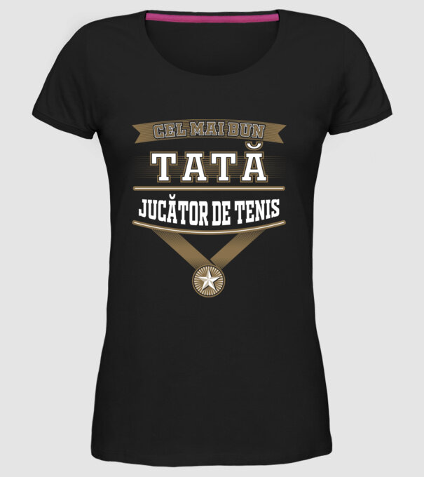 Cel mai bun tată jucător de tenis model negru pe tricou