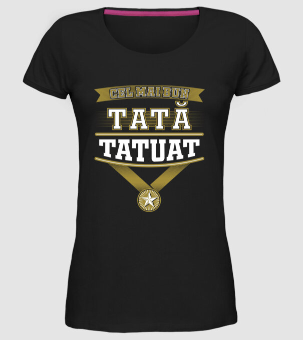 Cel mai bun tată tatuat model negru pe tricou