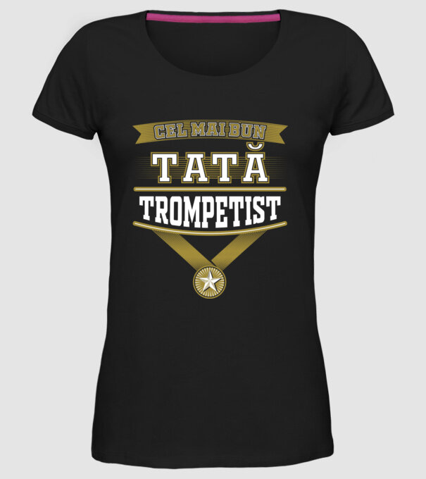 Cel mai bun tată trompetist model negru pe tricou