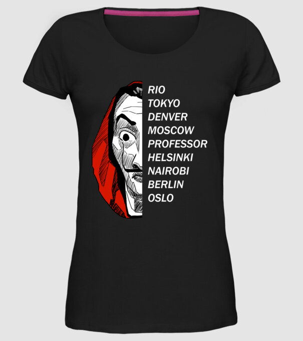classic logo money heist model negru pe tricou