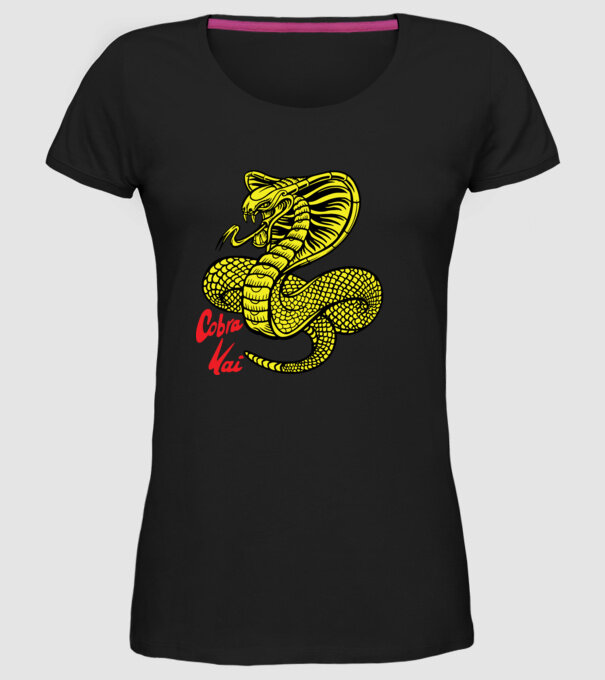 cobra kai logo color model negru pe tricou