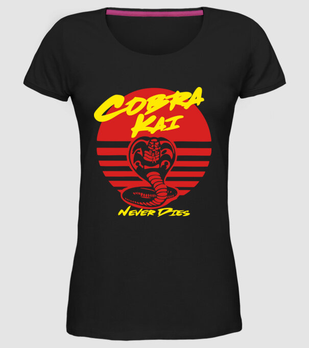 cobra kai sunset logo model negru pe tricou