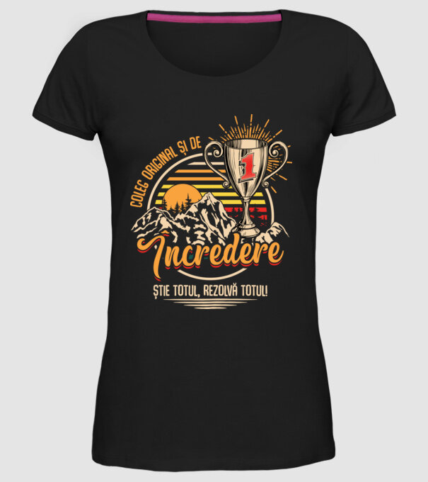 coleg original și de încredere model negru pe tricou