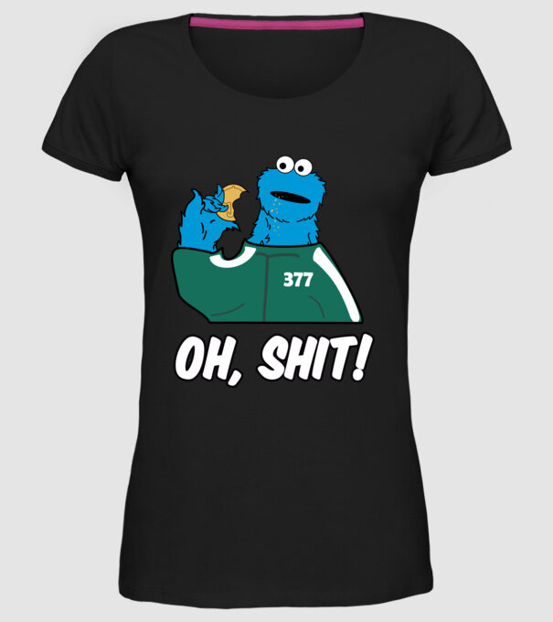 cookie monster squid game parody model negru pe tricou