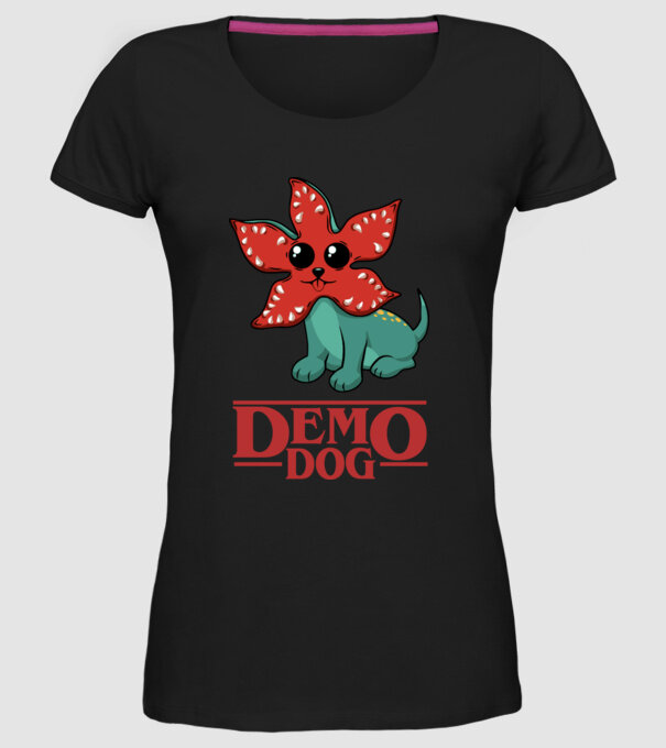 cute demodog model negru pe tricou