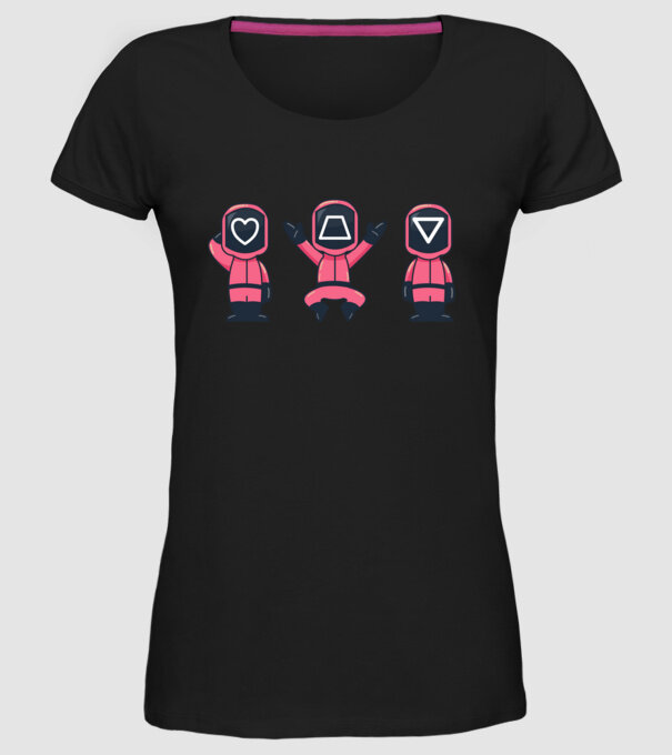cute squid game toys model negru pe tricou