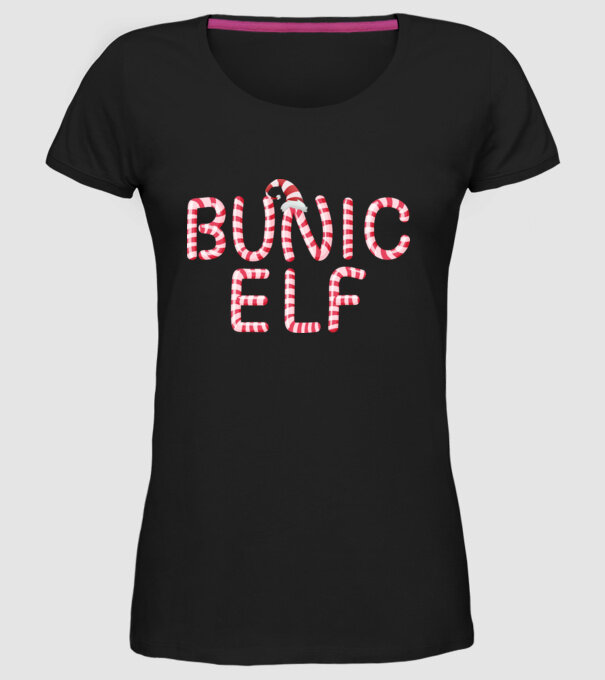 bunic elf model negru pe tricou