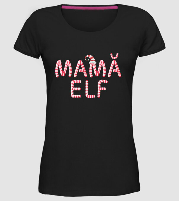 mamă elf model negru pe tricou