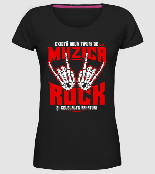 există două tipuri de muzică, rock și celelalte rahaturi model negru pe tricou