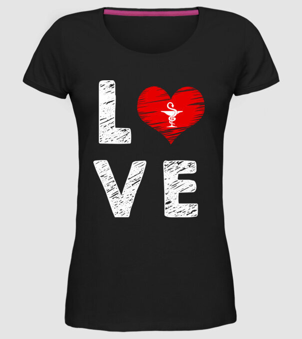 Farmacist love model negru pe tricou
