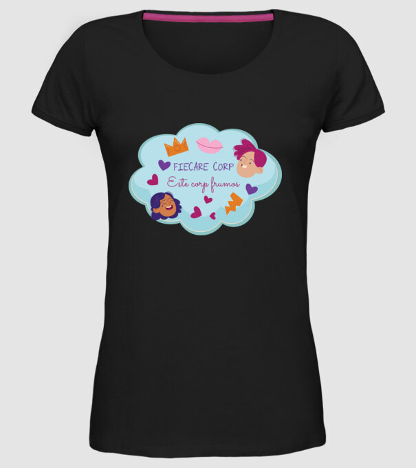 Fiecare corp model negru pe tricou
