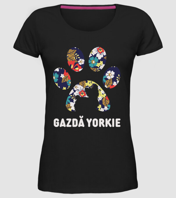 Gazdă Yorkie model negru pe tricou