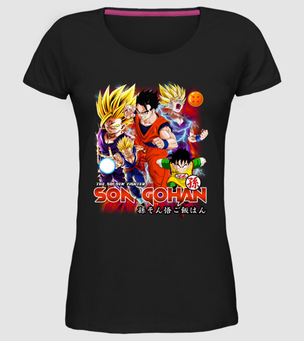 gohan dragonball model negru pe tricou
