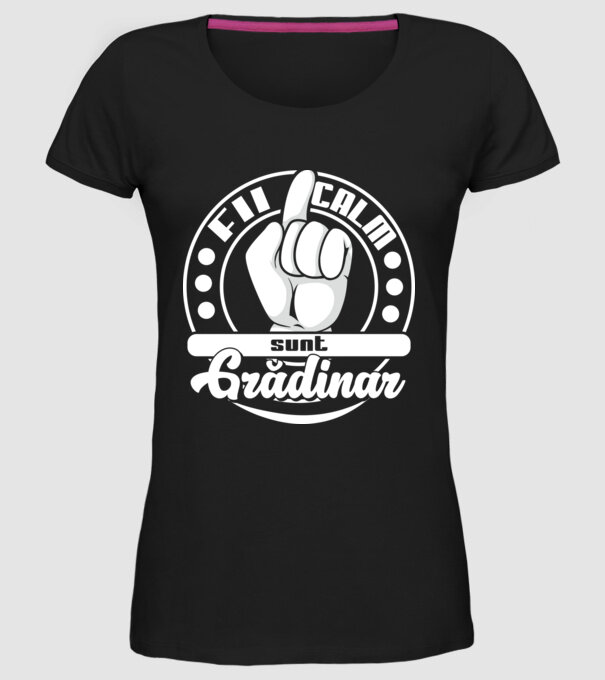 grădinar model negru pe tricou