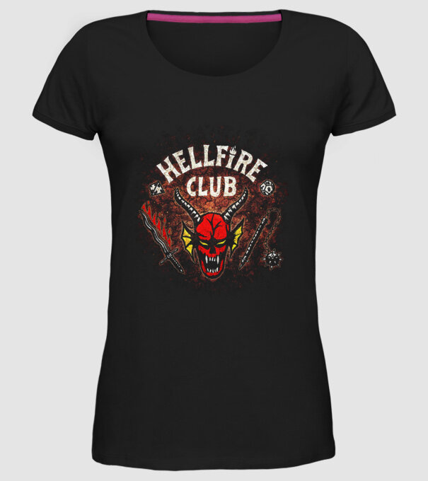 hellfire club stranger things model negru pe tricou