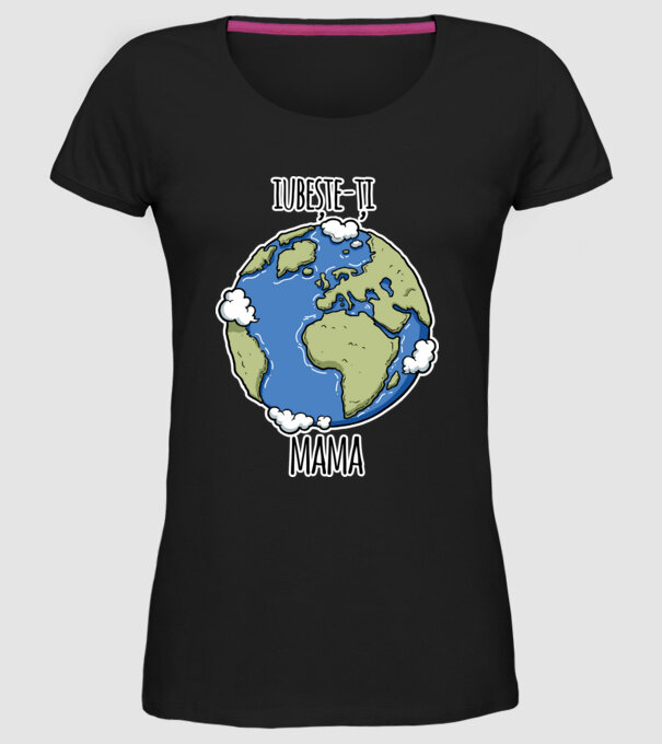 iubește-ți mama model negru pe tricou