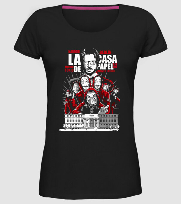 la casa de papel family model negru pe tricou
