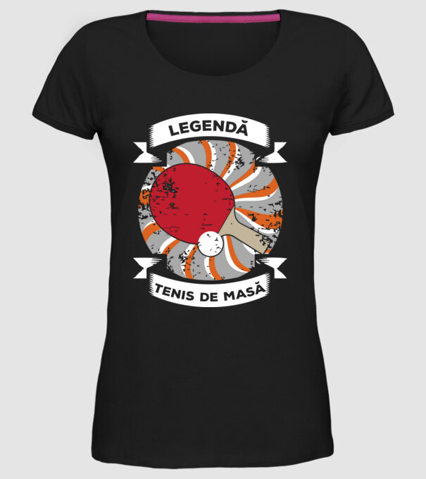 Legendă tenis de masă model negru pe tricou