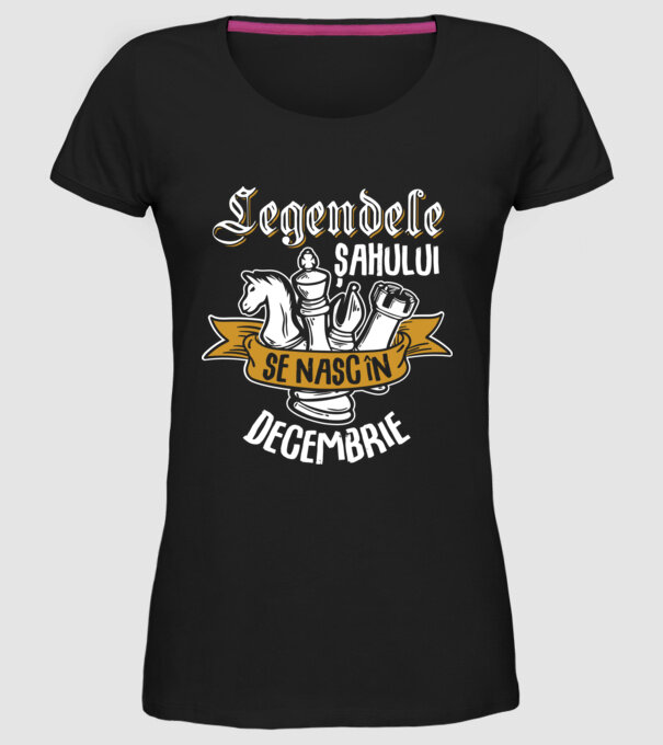 Legendele șahului se nasc în decembrie model negru pe tricou