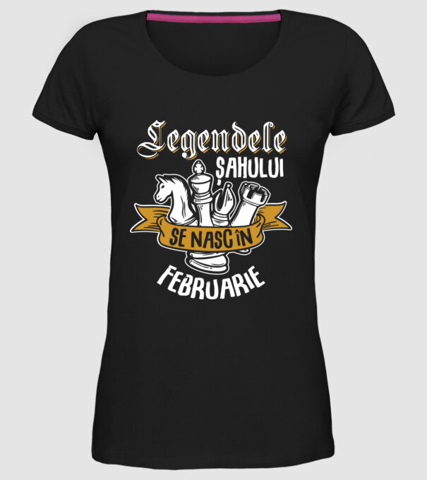 Legendele șahului se nasc în februarie model negru pe tricou
