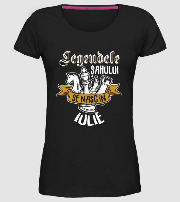 Legendele șahului se nasc în iulie model negru pe tricou