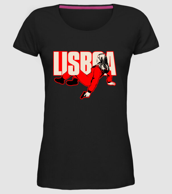 lisboa la casa de papel model negru pe tricou