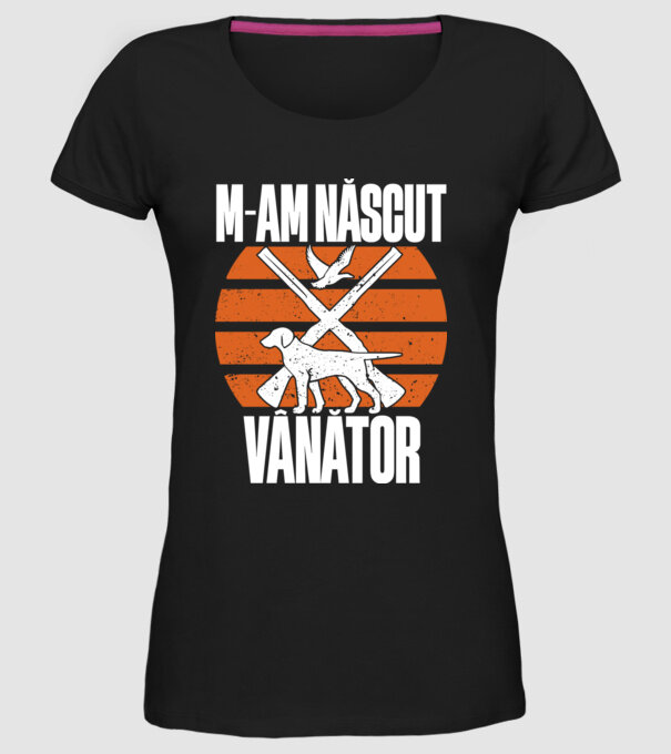 M-am născut vânător model negru pe tricou