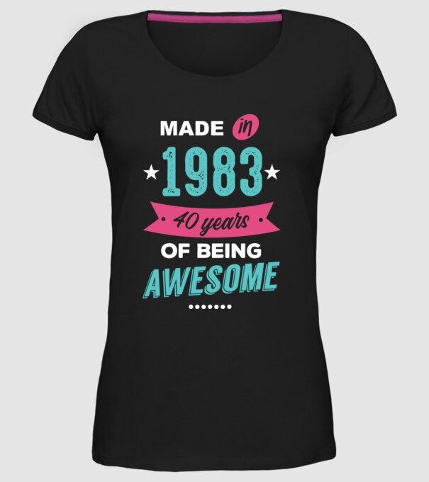 Made in 1983 model negru pe tricou