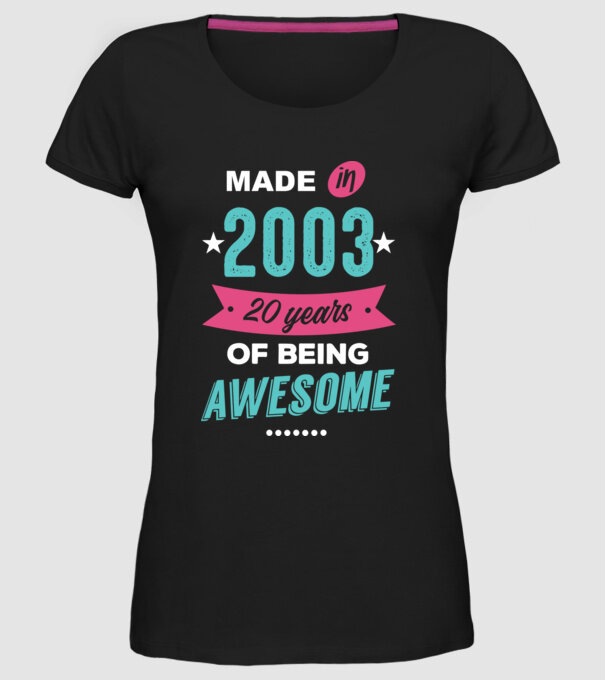 Made in 2003 model negru pe tricou