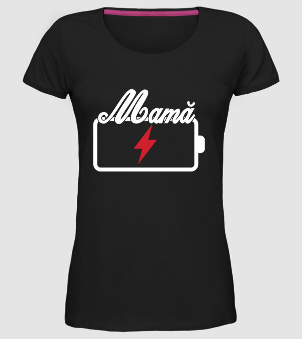 Mamă la încărcat model negru pe tricou