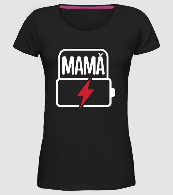 Mamă la încărcat model negru pe tricou