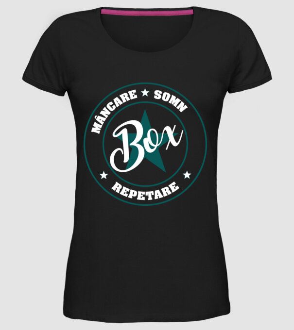 mâncare somn box reluare model negru pe tricou