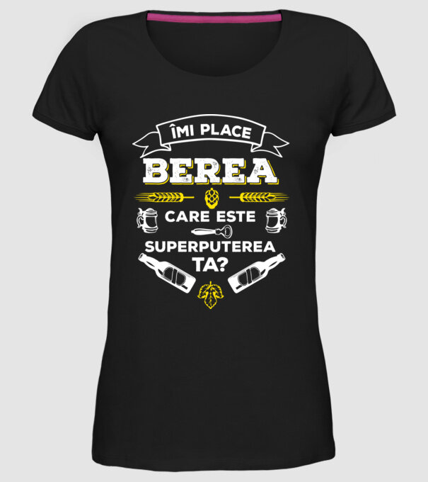 îmi place berea, care este superputerea ta? model negru pe tricou