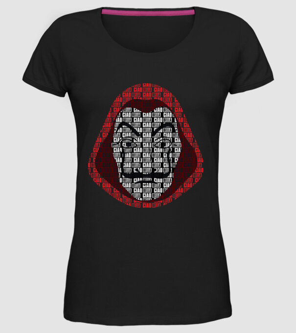 money heist ciao bella model negru pe tricou