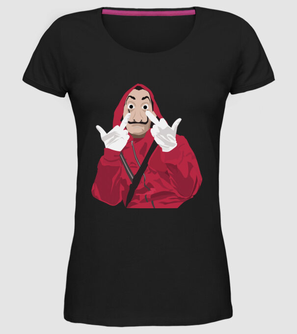 money heist fcku model negru pe tricou