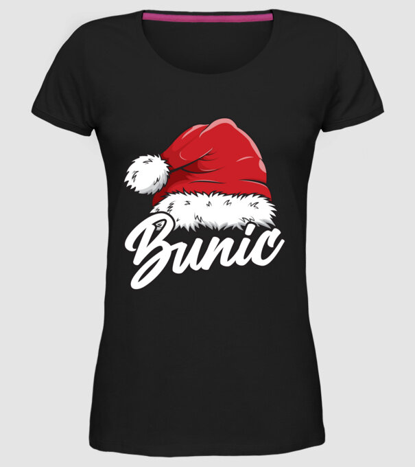 bunic Santa Hat model negru pe tricou