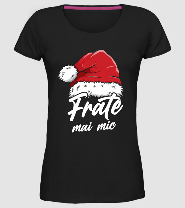 frate mai mic Santa Hat model negru pe tricou