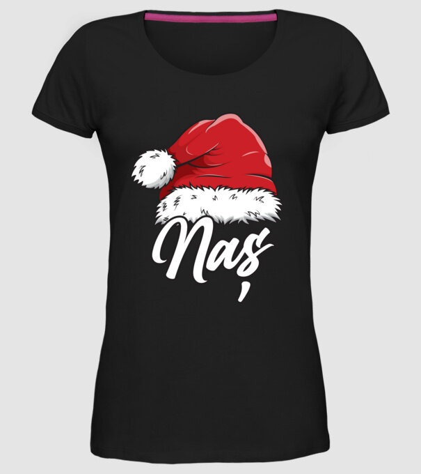 naș Santa Hat model negru pe tricou