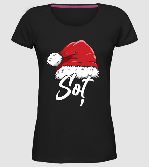 soț Santa Hat model negru pe tricou
