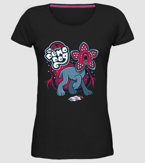 my little demodog model negru pe tricou