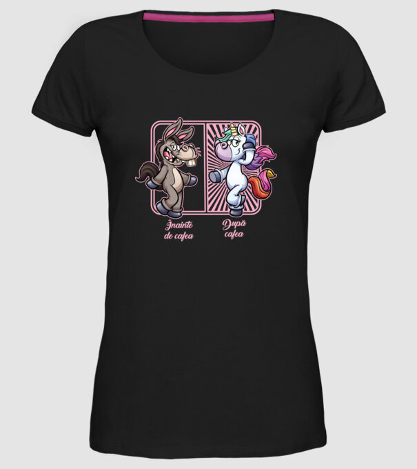 Înainte de cafea model negru pe tricou