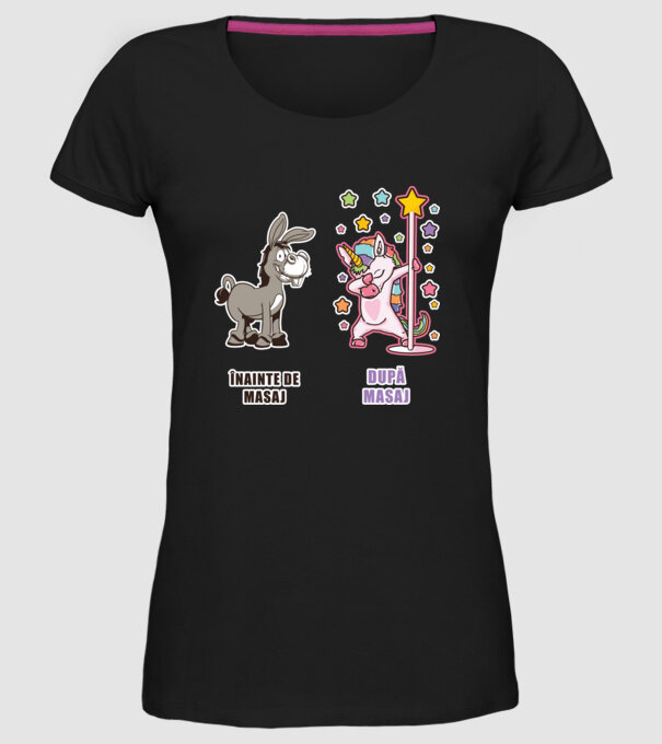 Înainte de masaj - După masaj model negru pe tricou