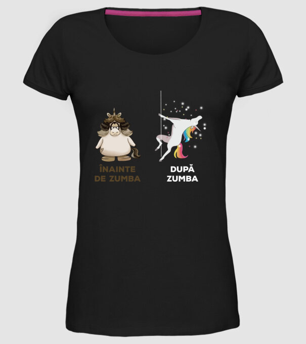 Înainte de Zumba, după Zumba model negru pe tricou