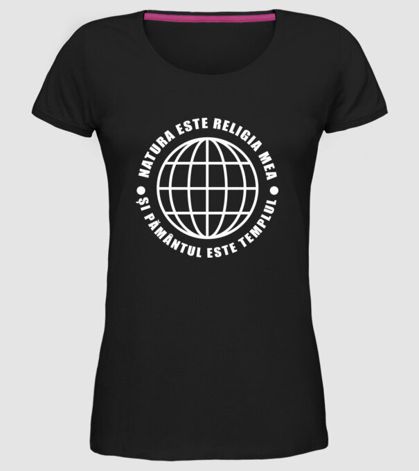 Natura este religia mea model negru pe tricou